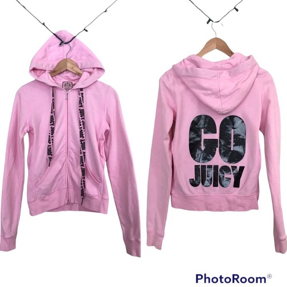 Juicy Couture “Go Juicy” Zip Up Hoodie | Pink Hooded Sweatshirt